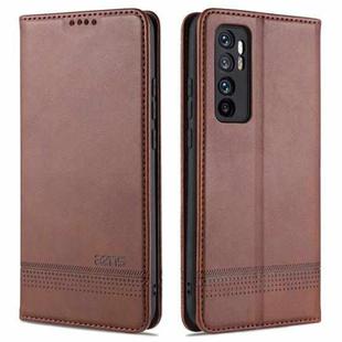For Xiaomi Mi Note 10 Lite ZNS Magnetic Calf Texture Horizontal Flip Leather Case with Card Slots & Holder & Wallet(Dark Brown)