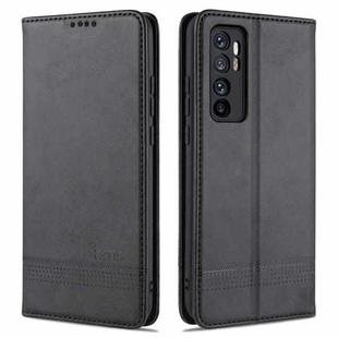 For Xiaomi Mi Note 10 Lite ZNS Magnetic Calf Texture Horizontal Flip Leather Case with Card Slots & Holder & Wallet(Black)