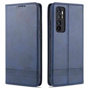 For Xiaomi Mi Note 10 Lite ZNS Magnetic Calf Texture Horizontal Flip Leather Case with Card Slots & Holder & Wallet(Dark Blue)