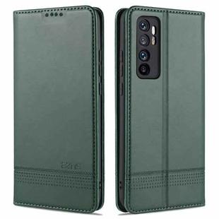 For Xiaomi Mi Note 10 Lite ZNS Magnetic Calf Texture Horizontal Flip Leather Case with Card Slots & Holder & Wallet(Dark Green)