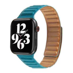 Loop Leather Watch Band For Apple Watch Series 7 41mm / 6 & SE & 5 & 4 40mm / 3 & 2 & 1 38mm(Peacock Green)