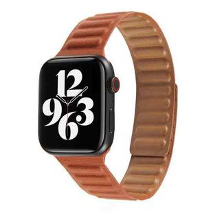 Loop Leather Watch Band For Apple Watch Series 7 45mm / 6 & SE & 5 & 4 44mm / 3 & 2 & 1 42mm(Saddle Brown)