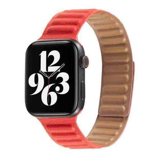 Loop Leather Watch Band For Apple Watch Series 7 45mm / 6 & SE & 5 & 4 44mm / 3 & 2 & 1 42mm(Red)