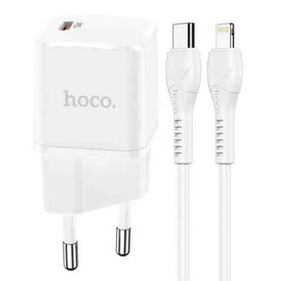 hoco N10 USB Type-C to 8 Pin Starter Single Port PD 20W Charger Set, Specification: EU Plug(White)