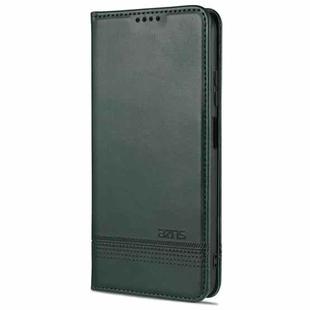 For Xiaomi Redmi Note 9 5G AZNS Magnetic Calf Texture Horizontal Flip Leather Case with Card Slots & Holder & Wallet(Dark Green)