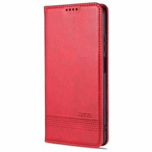 For Xiaomi Redmi Note 9 5G AZNS Magnetic Calf Texture Horizontal Flip Leather Case with Card Slots & Holder & Wallet(Red)