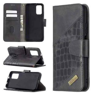 For Xiaomi Poco M3 Matching Color Crocodile Texture Horizontal Flip PU Leather Case with Wallet & Holder & Card Slots(Black)