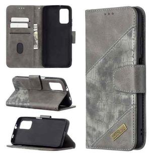 For Xiaomi Poco M3 Matching Color Crocodile Texture Horizontal Flip PU Leather Case with Wallet & Holder & Card Slots(Grey)