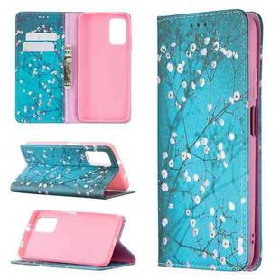 For Xiaomi Poco M3 Colored Drawing Pattern Invisible Magnetic Horizontal Flip PU Leather Case with Holder & Card Slots & Wallet(Plum Blossom)