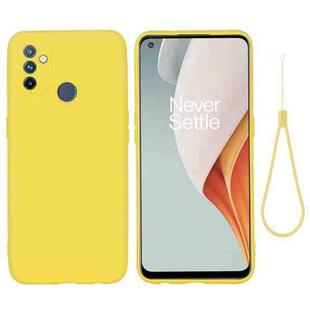 For OnePlus Nord N100 Pure Color Liquid Silicone Shockproof Full Coverage Case(Yellow)