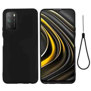 For Xiaomi Poco M3 Pure Color Liquid Silicone Shockproof Full Coverage Case(Black)