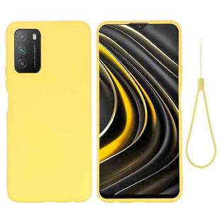 For Xiaomi Poco M3 Pure Color Liquid Silicone Shockproof Full Coverage Case(Yellow)