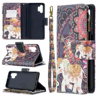 For Samsung Galaxy A32 5G Colored Drawing Pattern Zipper Horizontal Flip Leather Case with Holder & Card Slots & Wallet(Flower Elephants)