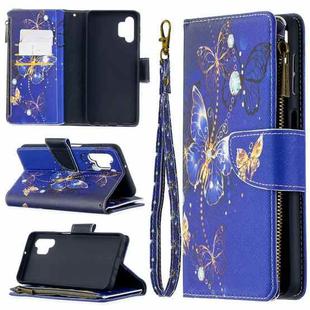 For Samsung Galaxy A32 5G Colored Drawing Pattern Zipper Horizontal Flip Leather Case with Holder & Card Slots & Wallet(Purple Butterfly)