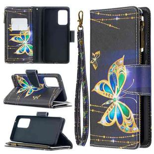 For Samsung Galaxy A52 5G / 4G Colored Drawing Pattern Zipper Horizontal Flip Leather Case with Holder & Card Slots & Wallet(Big Butterfly)