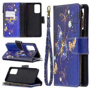 For Samsung Galaxy A72 5G / 4G Colored Drawing Pattern Zipper Horizontal Flip Leather Case with Holder & Card Slots & Wallet(Purple Butterfly)