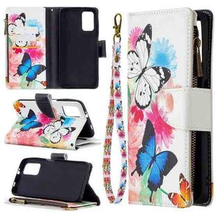 For Xiaomi Poco M3 Colored Drawing Pattern Zipper Horizontal Flip Leather Case with Holder & Card Slots & Wallet(Two Butterflies)
