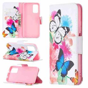 For Xiaomi Poco M3 Colored Drawing Pattern Horizontal Flip Leather Case with Holder & Card Slots & Wallet(Butterflies)