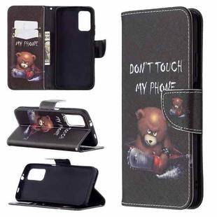 For Xiaomi Poco M3 Colored Drawing Pattern Horizontal Flip Leather Case with Holder & Card Slots & Wallet(Bear)