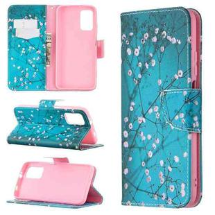 For Xiaomi Poco M3 Colored Drawing Pattern Horizontal Flip Leather Case with Holder & Card Slots & Wallet(Plum Blossom)