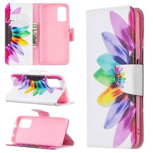 For Xiaomi Poco M3 Colored Drawing Pattern Horizontal Flip Leather Case with Holder & Card Slots & Wallet(Sun Flower)