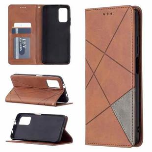 For Xiaomi Poco M3 Prismatic Invisible Magnetic Horizontal Flip Leather Case with Holder & Card Slots & Photo Frame(Brown)