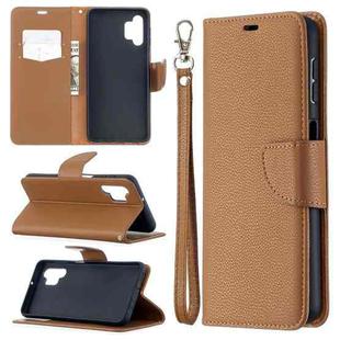 For Samsung Galaxy A32 5G Litchi Texture Pure Color Horizontal Flip PU Leather Case with Holder & Card Slots & Wallet & Lanyard(Brown)