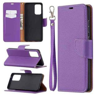 For Samsung Galaxy A72 5G Litchi Texture Pure Color Horizontal Flip PU Leather Case with Holder & Card Slots & Wallet & Lanyard(Purple)