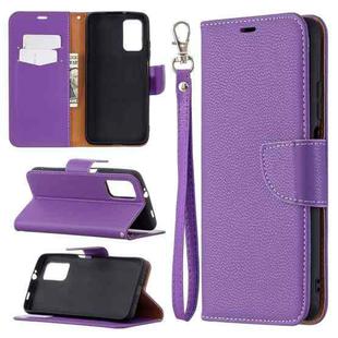 For Xiaomi Poco M3 Litchi Texture Pure Color Horizontal Flip PU Leather Case with Holder & Card Slots & Wallet & Lanyard(Purple)