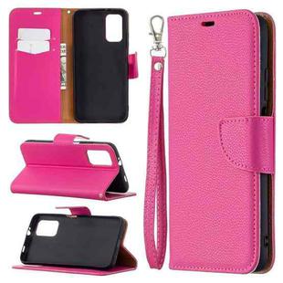 For Xiaomi Poco M3 Litchi Texture Pure Color Horizontal Flip PU Leather Case with Holder & Card Slots & Wallet & Lanyard(Rose Red)