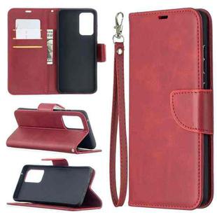 For Samsung Galaxy A52 5G Retro Lambskin Texture Pure Color Horizontal Flip PU Leather Case with Holder & Card Slots & Wallet & Lanyard(Red)