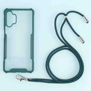 For Samsung Galaxy A32 5G Acrylic + Color TPU Shockproof Case with Neck Lanyard(Dark Green)