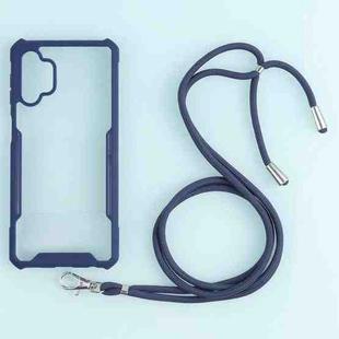 For Samsung Galaxy A32 5G Acrylic + Color TPU Shockproof Case with Neck Lanyard(Dark Blue)