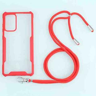 For Samsung Galaxy A72 5G / 4G Acrylic + Color TPU Shockproof Case with Neck Lanyard(Red)