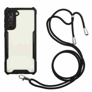 For Samsung Galaxy S21+ 5G Acrylic + Color TPU Shockproof Case with Neck Lanyard(Black)