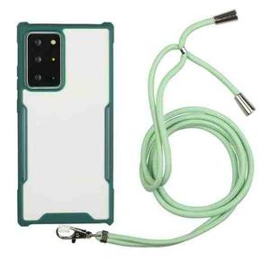For Samsung Galaxy S21 Ultra 5G Acrylic + Color TPU Shockproof Case with Neck Lanyard(Dark Green)