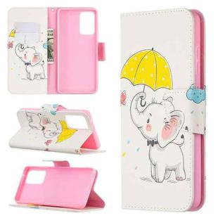 For Samsung Galaxy A52 5G / 4G Colored Drawing Pattern Horizontal Flip Leather Case with Holder & Card Slots & Wallet(Umbrella Elephant)