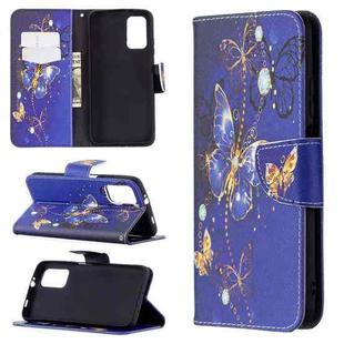 For Xiaomi Poco M3 Colored Drawing Pattern Horizontal Flip Leather Case with Holder & Card Slots & Wallet(Purple Butterfly)