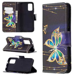 For Xiaomi Poco M3 Colored Drawing Pattern Horizontal Flip Leather Case with Holder & Card Slots & Wallet(Golden Butterfly)