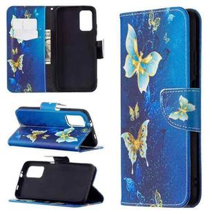 For Xiaomi Poco M3 Colored Drawing Pattern Horizontal Flip Leather Case with Holder & Card Slots & Wallet(Blue Butterfly)