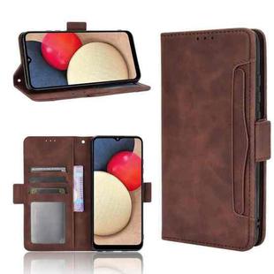For Samsung Galaxy A02s Skin Feel Calf Pattern Horizontal Flip Leather Case with Holder & Card Slots & Photo Frame(Brown)