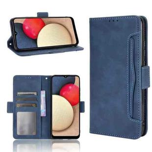 For Samsung Galaxy A02s Skin Feel Calf Pattern Horizontal Flip Leather Case with Holder & Card Slots & Photo Frame(Blue)