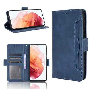 For Samsung Galaxy S21+ 5G Skin Feel Calf Pattern Horizontal Flip Leather Case with Holder & Card Slots & Photo Frame(Blue)