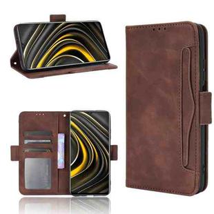 For Xiaomi Poco M3 Skin Feel Calf Pattern Horizontal Flip Leather Case with Holder & Card Slots & Photo Frame(Brown)