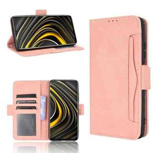 For Xiaomi Poco M3 Skin Feel Calf Pattern Horizontal Flip Leather Case with Holder & Card Slots & Photo Frame(Pink)