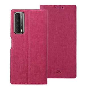 For Huawei P smart 2021 ViLi DMX Series Shockproof TPU + PU Leather Magnetic Attraction Horizontal Flip Case with Card Slot & Holder(Rose Red)