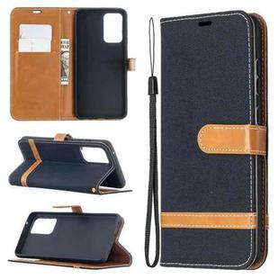 For Samsung Galaxy A52 5G / 4G Color Matching Denim Texture Horizontal Flip Leather Case with Holder & Card Slots & Wallet & Lanyard(Black)