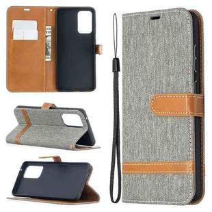 For Samsung Galaxy A52 5G / 4G Color Matching Denim Texture Horizontal Flip Leather Case with Holder & Card Slots & Wallet & Lanyard(Grey)