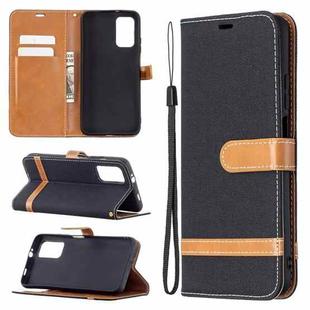 For Xiaomi Poco M3 Color Matching Denim Texture Horizontal Flip Leather Case with Holder & Card Slots & Wallet & Lanyard(Black)