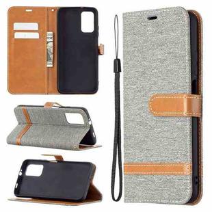 For Xiaomi Poco M3 Color Matching Denim Texture Horizontal Flip Leather Case with Holder & Card Slots & Wallet & Lanyard(Grey)